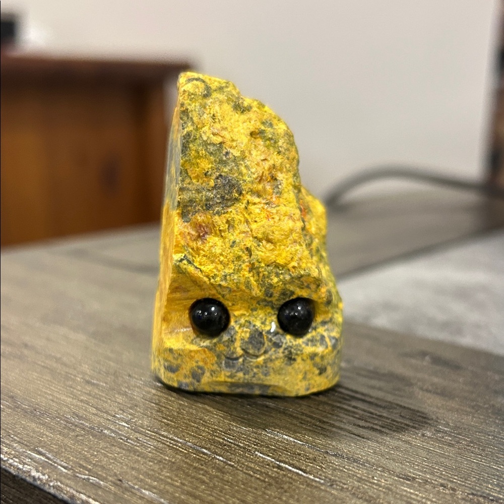 Realgar Groot Carved Crystal Figurine with Black Bead Eyes